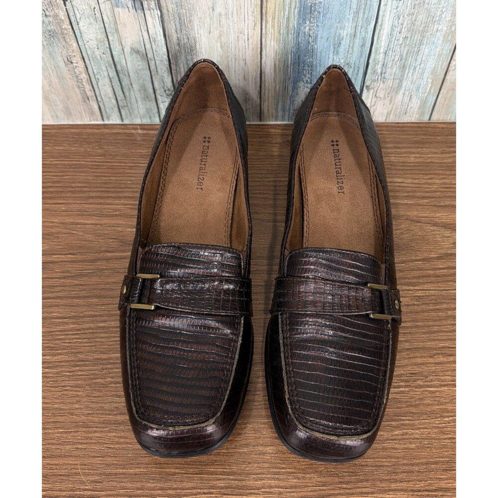 Naturalizer Benefit Womens Size 9.5 M Brown Croc Faux Leather Shoes - Picture 3 of 11